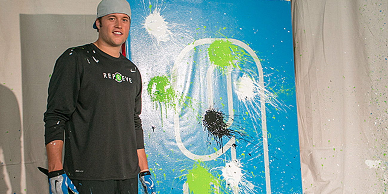 Mathew Stafford and the Paint By 9 painting.